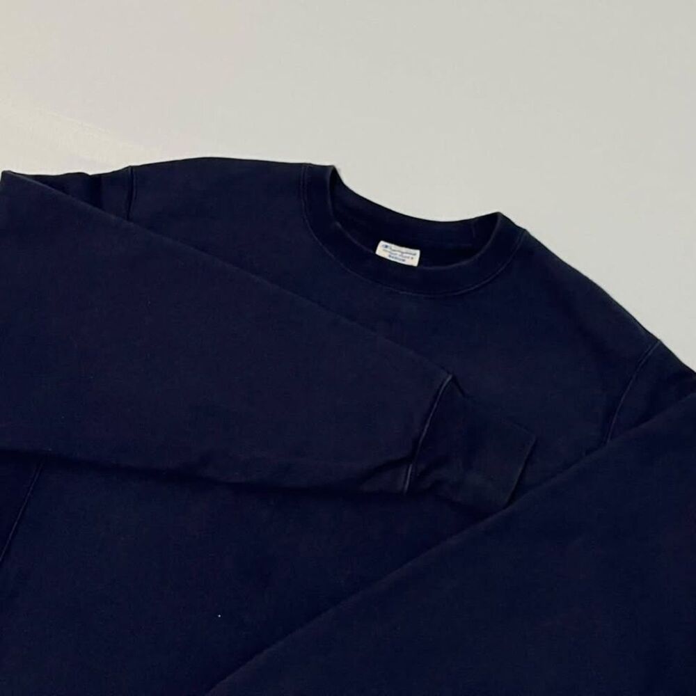 Champion Reverse Weave Men's M Cropped Navy Crewneck Sweatshirt C Logo
